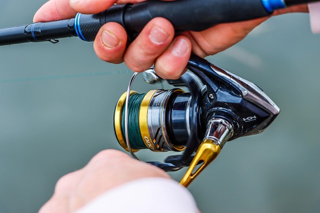 Kołowrotek spinningowy Shimano w dłoni wędkarza